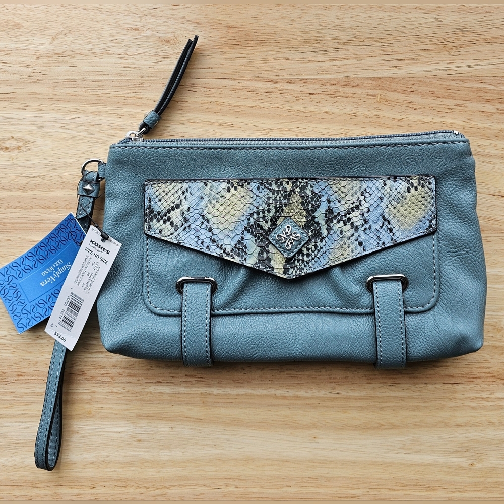 Simply Vera Wang Sage Snake Barcelona Tucker Wristlet